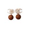 Silver Needle C-shaped Cubic Zirconia & Pearl Earrings: Fashionable Retro Studs for Women.