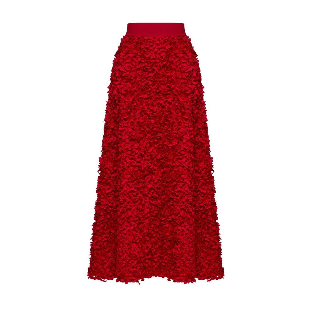Fall Winter New Women's Petal Design Long Maxi Evening Skirt Elegant Formal Party Dinner High Waist Skirt
