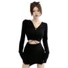 Women's Sweater Outer Coat Long Sleeve Bandage Hollow Single Breasted