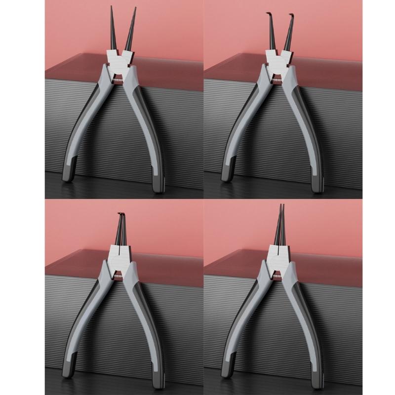 Professional 4Piece Snap Rings Pliers Set for Internal & External Rings, High Carbon Steel with Comfortable Grip Handle