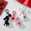 Flocking Zodiac Horse Keychain Kawaii Baby Keyring Anime Cute Figures Charms Accessories Phone Bags Pendent New Year Gifts