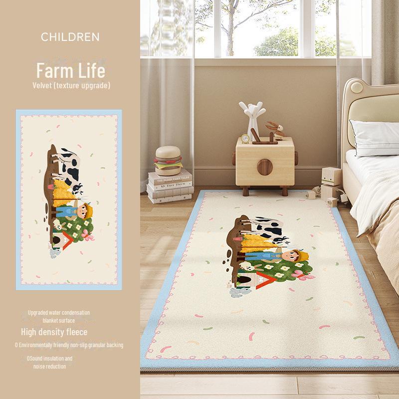 2024 Pokój Dziecięcy Kreskówkowy Koc Przyłóżkowy i Pogrubiona Mata Podłogowa