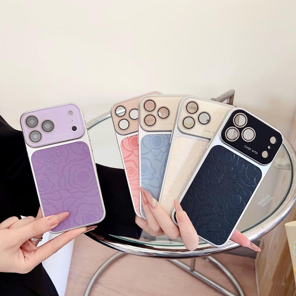 Elegant Floral Full-Coverage Window Case for iPhone 14-17 Pro Max