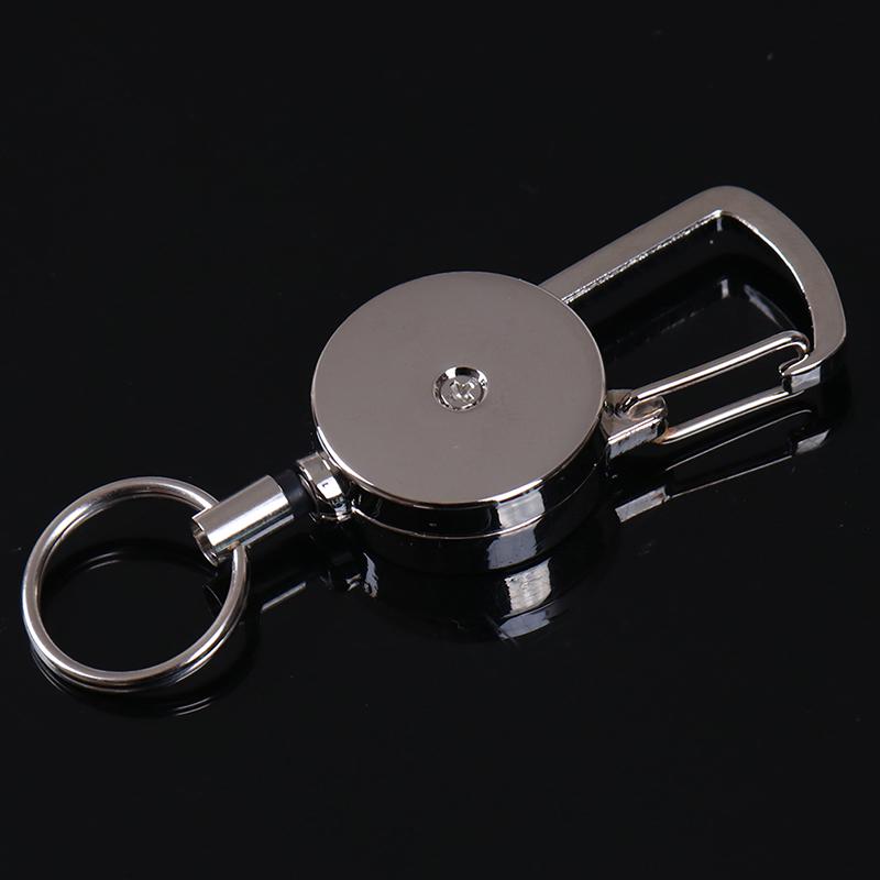 1Pc Retractable Pull Key Ring Chain Clip Carabiner Holder Recoil Extends