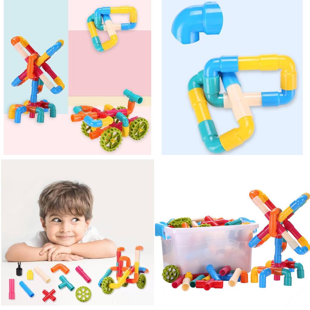 Wasserrohr Bausteine Kreatives Puzzle Montagespielzeug Für Jungen und Mädchen 2-3 Jahre