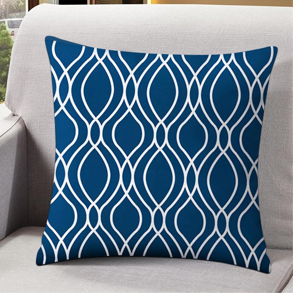 Light Blue Pillow Covers 18x18 Set of 4, Decorative Couch Throw Pillow Cover for Geometric Sofa,Linen Cushion Case Outdoor Home Decoration