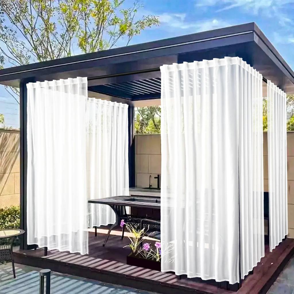 1PC Waterproof Outdoor Curtains Lightweight Semi-Transparent Partition Curtain Perfect for Living Room Porch and Pergola Decor