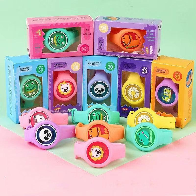 

Детский браслет от комаров с мультяшной вспышкой - защита от укусов, портативный и светящийся вращающийся браслет