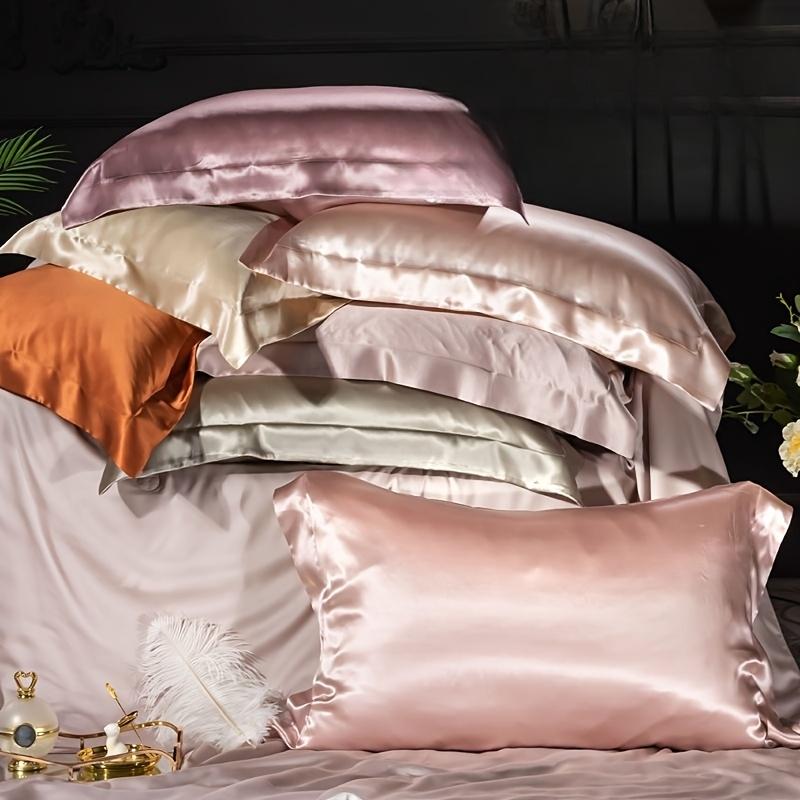 [2pcs Mulberry Silk Pillowcases] 2pcs Mulberry Silk Pillowcases, Luxurious 25 Momme Satin Weave, Hypoallergenic Solid Color with Envelope Closure