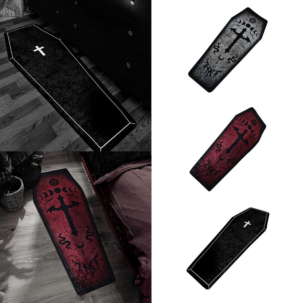 Coffin Bath Mat Halloween Rug, Gothic Home Décor Living Room Bathroom Bedroom Kitchen Coffin Halloween Doormat Horror Gift