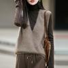 2026 Fall Womens V-Neck Knit Vest Silk Cashmere Wool Blend Sleeveless Top Solid Color Loose Fit