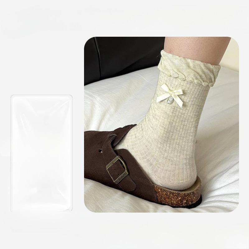 Damsockor Höst och Vinter Nya Söta Rosett Bubbelmun Deodorerande Andningsbara i Rör Bomullssockor