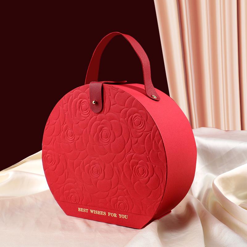 Handheld Gift Box Empty Box Wedding Bridesmaid Return Gift Luxurious Chinese Style Candy Box Light Luxury Leather Gift Box 210X195X90cm красный