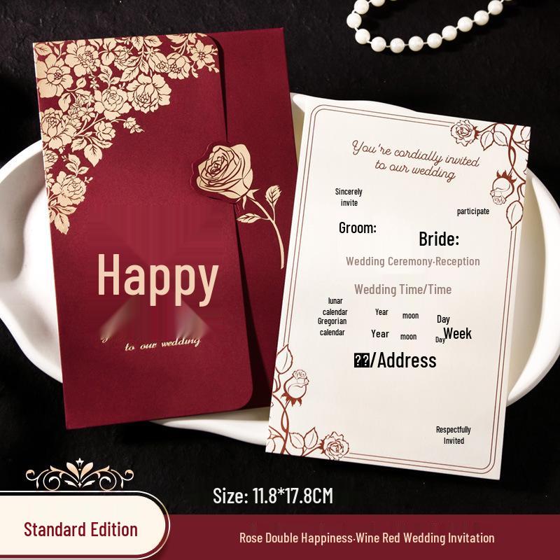2025 Custom Wedding Invitation Card with Textured Paper & Silk Flower Design
