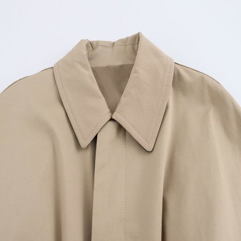 Fashion Style 2024 Autumn New Women's Clothing Stylish Easiest for Match Waistband Pure Color Polo Collar Jacket 8427347