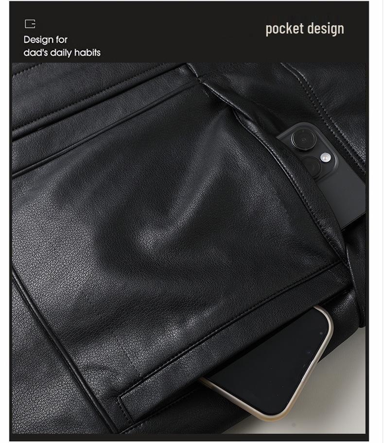 Men's Winter Padded Leather and Cotton Jacket for Middle-aged and Elderly - Warm and Ideal for Dad.