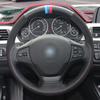 Handgjort äkta läder Svart mocka Bilrattöverdrag för BMW F30 F31 F34 F20 F21 F22