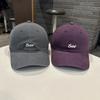 Pure Cotton, Washed, Soft-top, Letter-printed Casual Baseball Cap, Purple Color, Unisex, for Young Men and Women