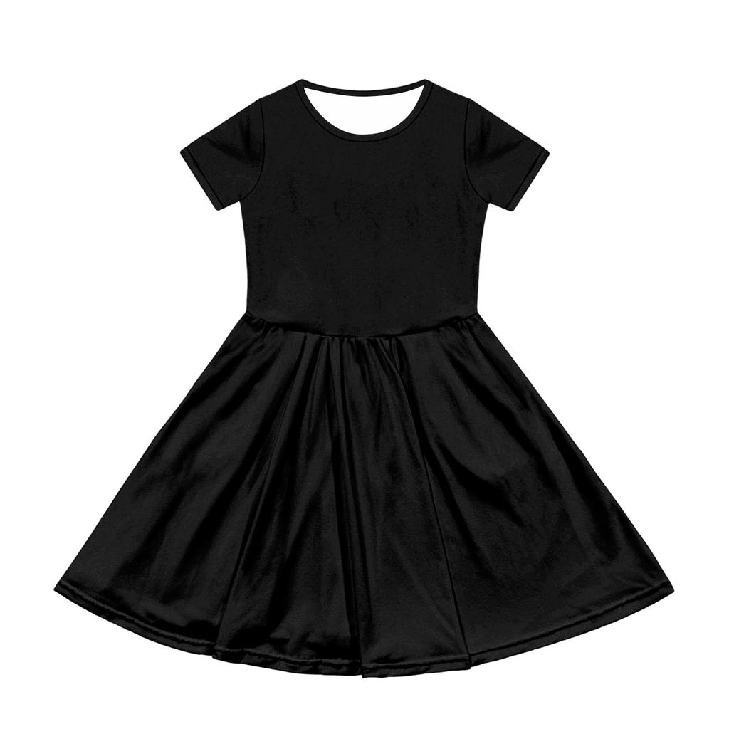 Girl Summer Dress Color & Print Short Sleeve Dress With Pocket Casual Dress Shorts Sleeve Party Dress Easter Day