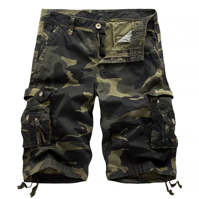 2025 Men's Multi-Pocket Cargo Camouflage Mid-Length Shorts for Casual and Sports Activities