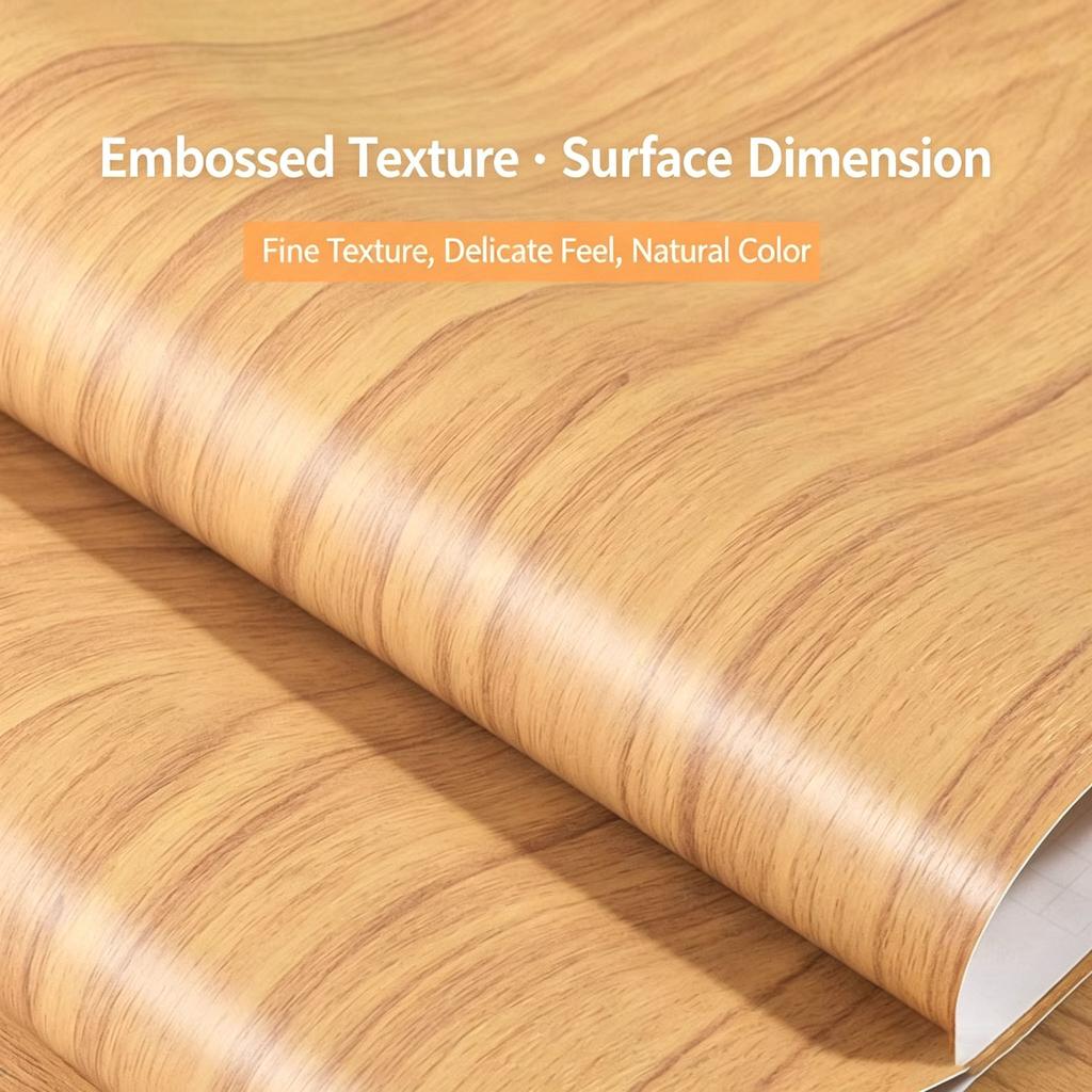 Self-Adhesive Wood Grain Door Sticker Peel & Stick Wooden Vinyl Wrap Furniture Renovation, Waterproof Wardrobe Cabinet Film Home Decor Wallpaper