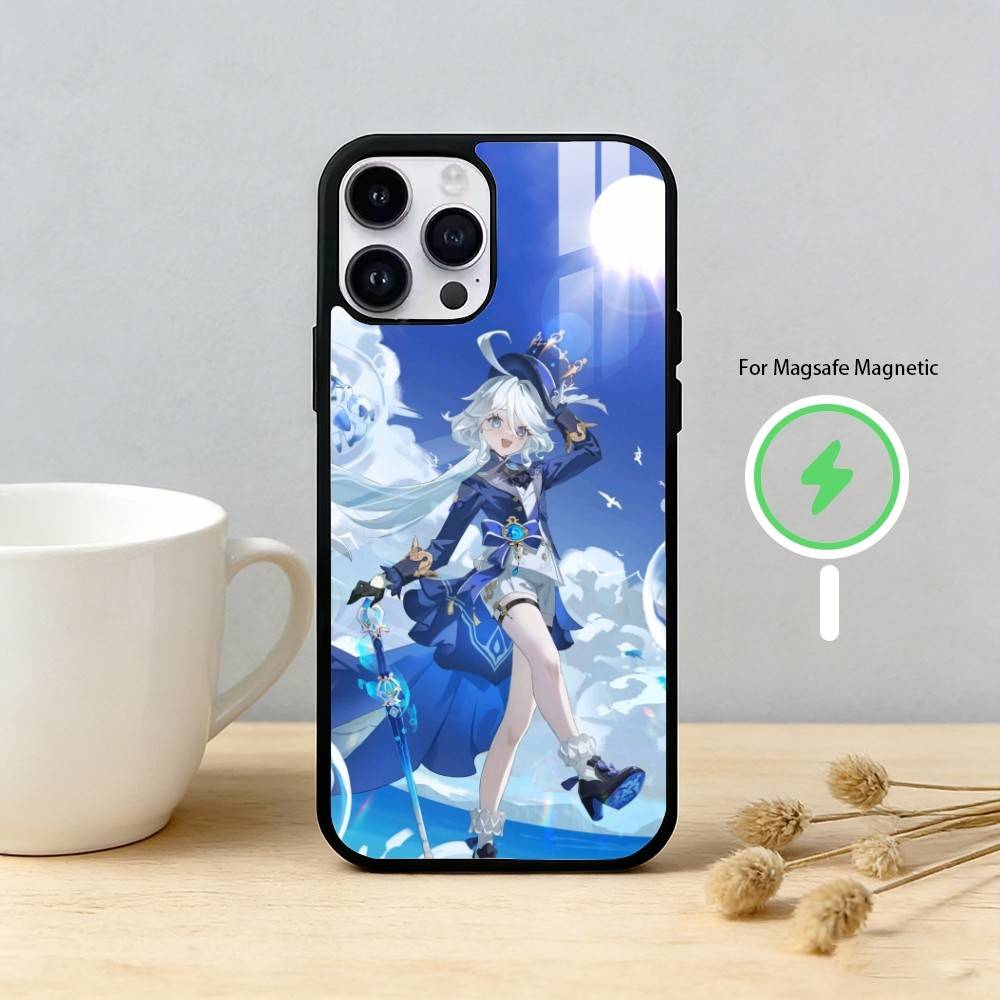 G-Genshin Impact F-Furina Phone Case For iPhone 17/16/15/14/13/12/Plus/Pro/Max for Magnetic Wireless Charging