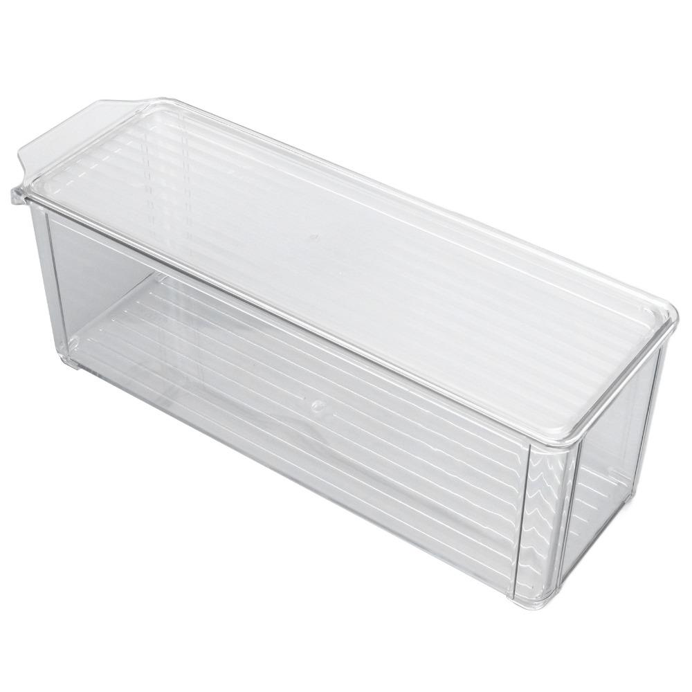 Large Capacity Clear Organizing Bin Plastic With Lid Storage Container Transparent Narrow and High Type Pantry Storage Bin