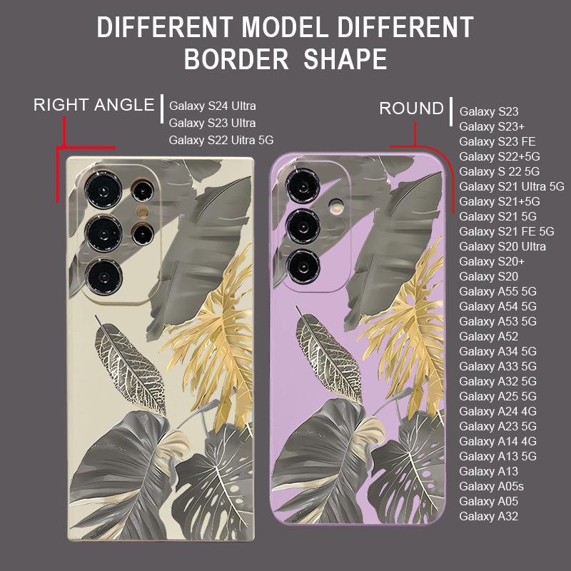 Withered Leaves Patterned Silicone Phone Cover For Samsung Galaxy A56 A17 A26 A16 A36 A55 A54 A53 A15 S24 S25 S25 S22 S23 Plus Lanyard Soft Cover