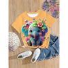 Girls' Clothing Cute Animal Elephant & Deer 3d Print Fashion Casual T-Shirts Funny Girls' T-Shirts