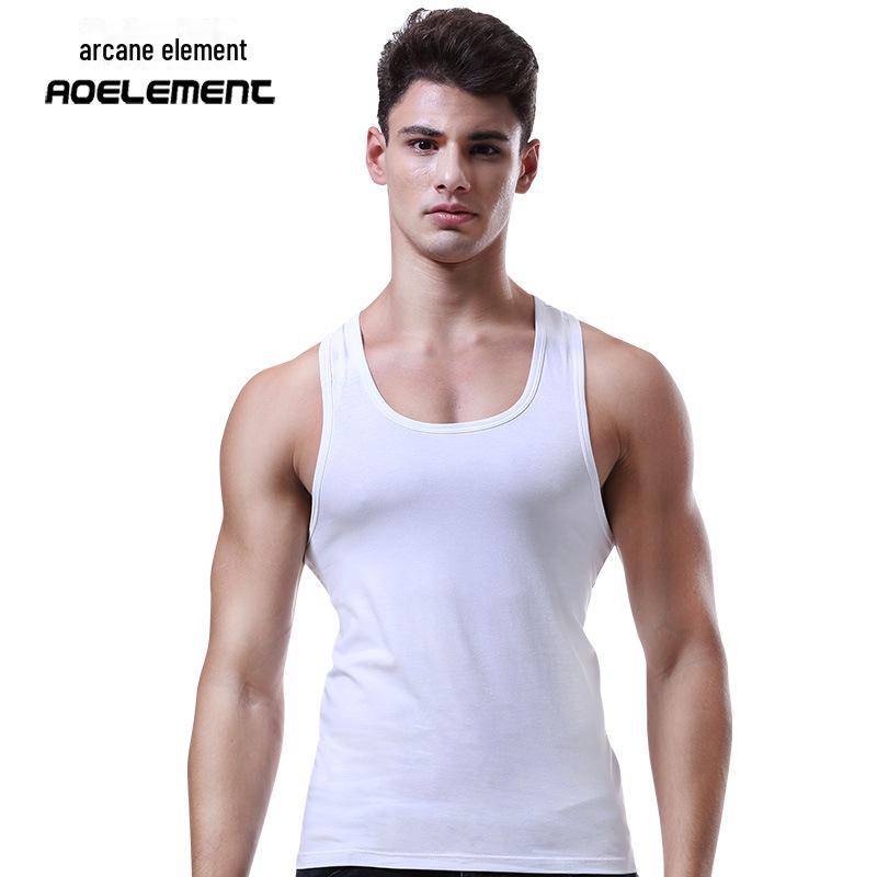 

Мужской облегающий спортивный жилет из хлопка и эластичной ткани - летний I-образный дизайн XXL белый