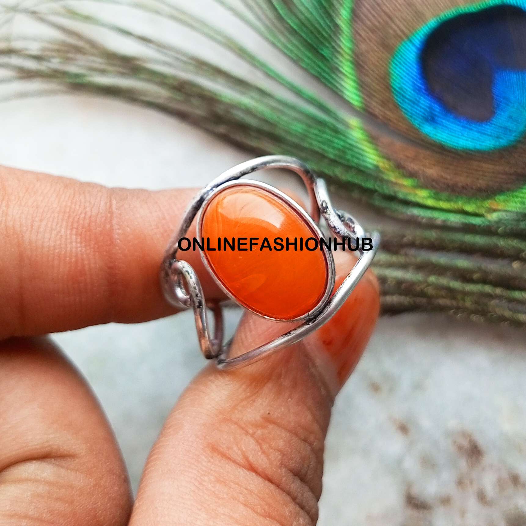 

Carnelian Gemstone 925 Sterling Silver Plated Adjustable Ring Jewelry NST-AR12