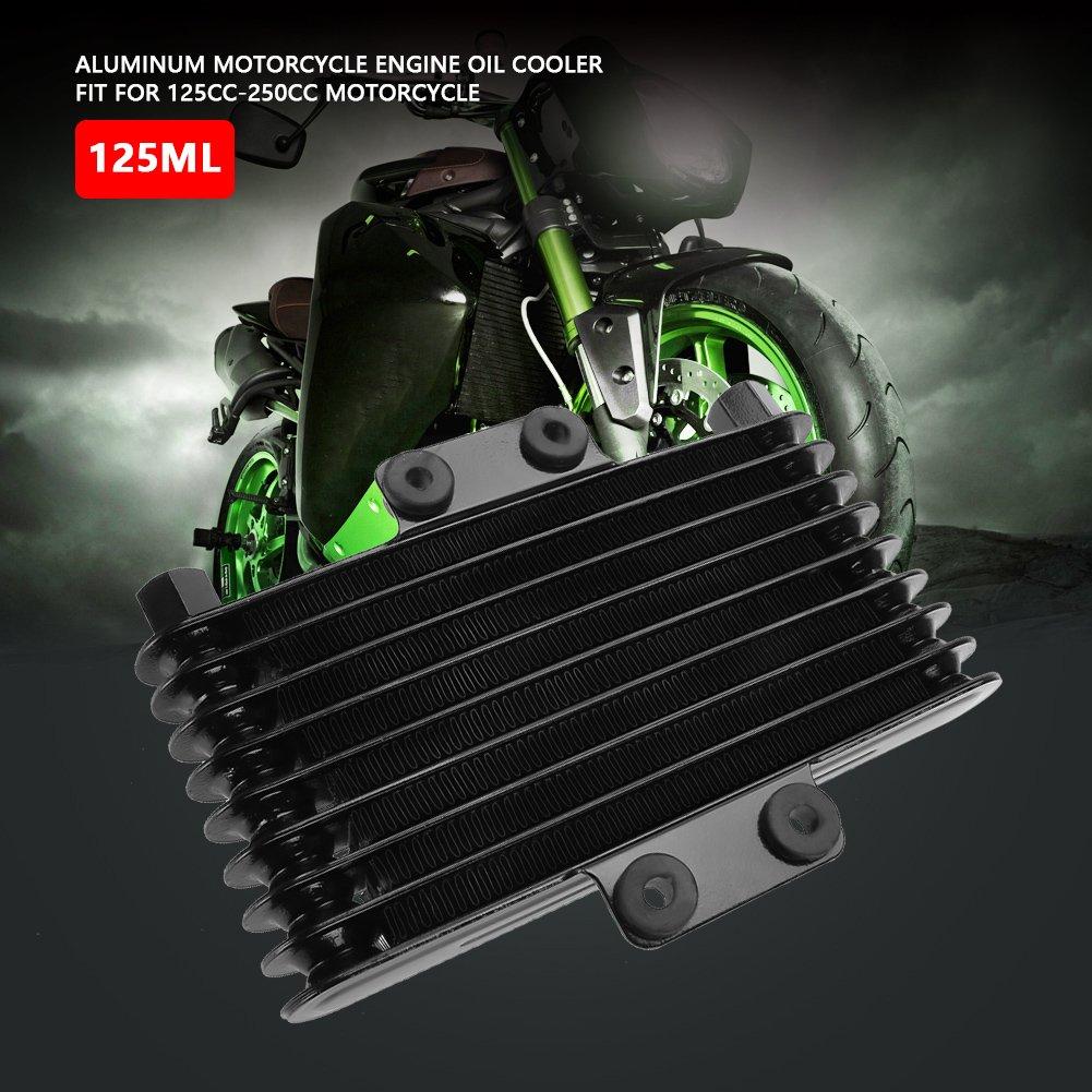 Motorcycle Aluminum 125ml Engine Oil Cooler/Cooling Radiator for 125cc-250cc ATVs, Black
