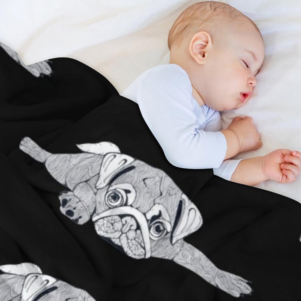 Lazy Pug Throw Blanket Blankets Ands Cosplay Anime Warm for Winter Loose Blankets