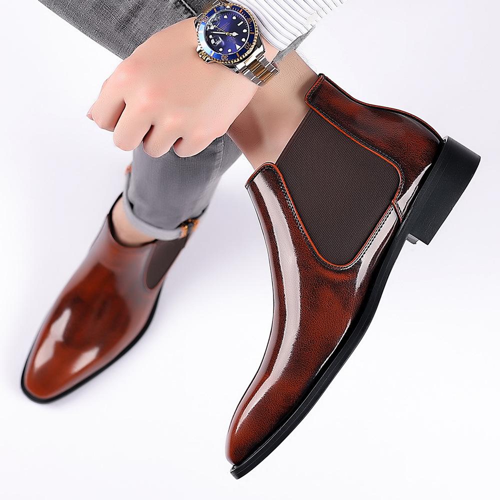 Classic Luxury Vintage Fashion Outdoor Men's High-Top Windproof Spring/Autumn Work Boots Men's Oversized Leather Boots Comfortable Shoes