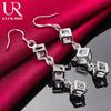 925 Sterling Silver White Stone AAA Zircon Pendant Piercing Earrings Fashionable Wedding Jewelry