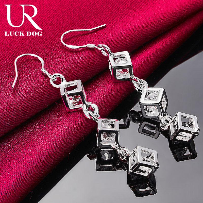 925 Sterling Silver White Stone AAA Zircon Pendant Piercing Earrings Fashionable Wedding Jewelry