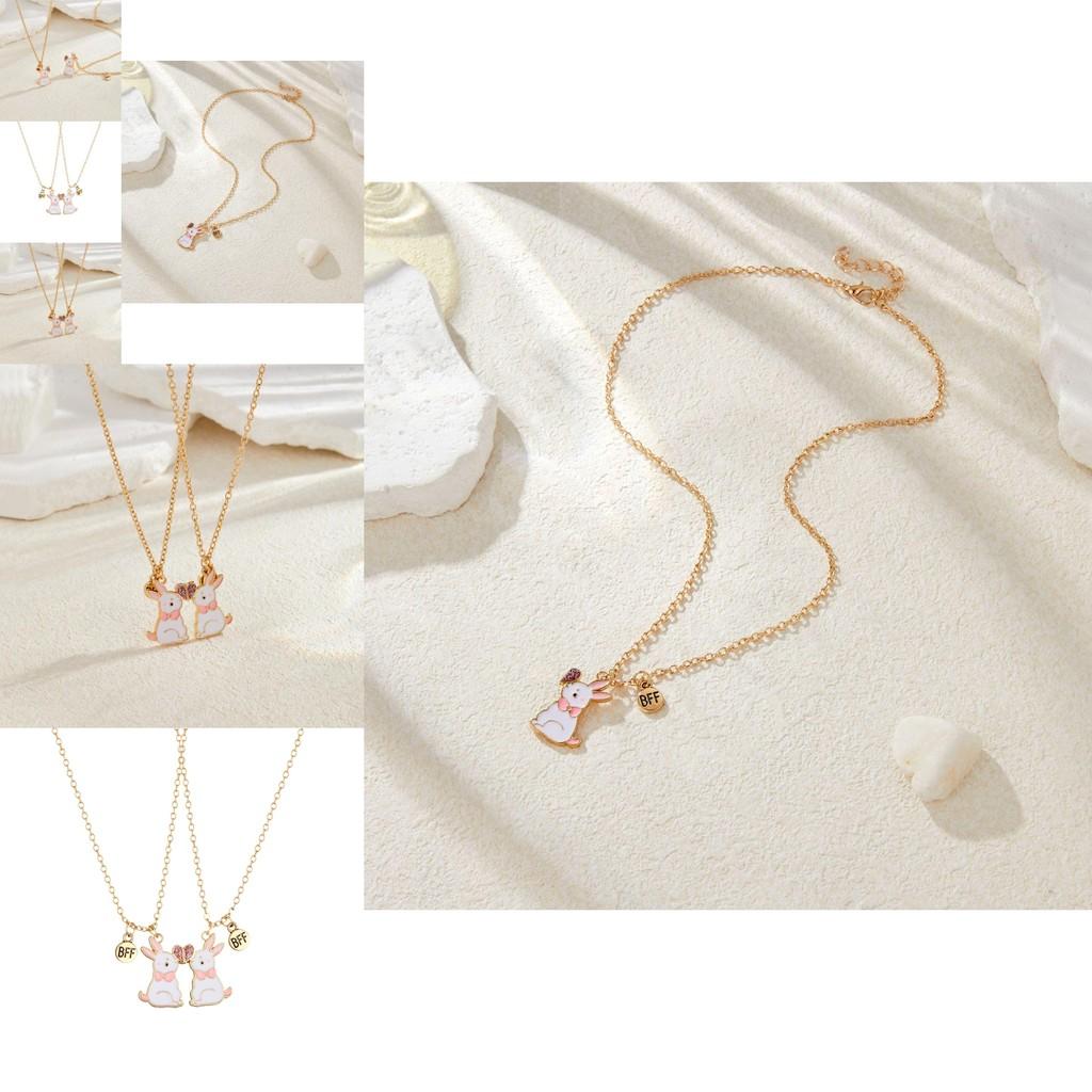 Adorable Bunny Friendship Necklace Set For Kids Crafted From Alloy Perfect For Easter Gifts