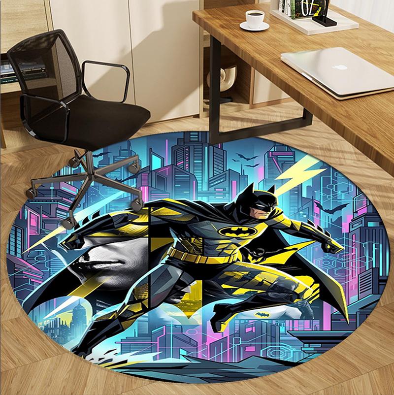 Batman Pattern Round Rug, Indoor/Outdoor Mat, for Picnic, Gameroom, Bedroom, Office, Living Room, Home Decor Carpet, Birthday Gift