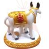 Handicraft Decorative Polystone Cow and Calf Big Statue/Idol for Gift Home Decor 3 inch (White Golden), Religious