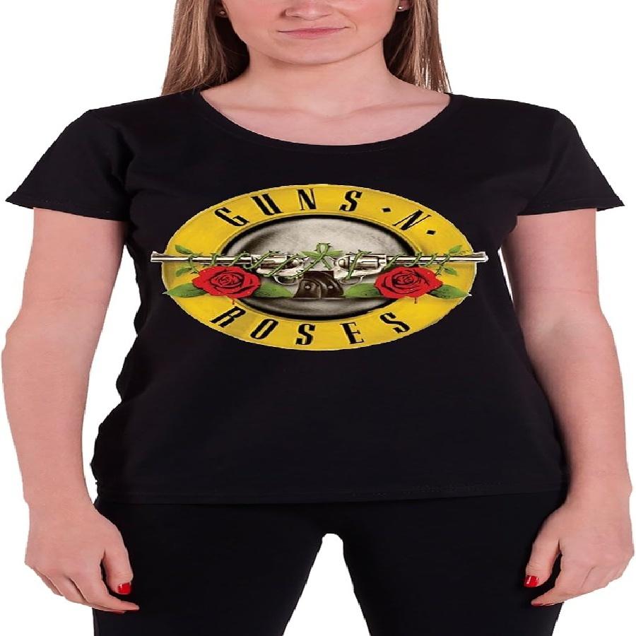 Guns N Roses Womens Tee_ Classic Bullet Logo (Medium) - Black - Medium S чёрный