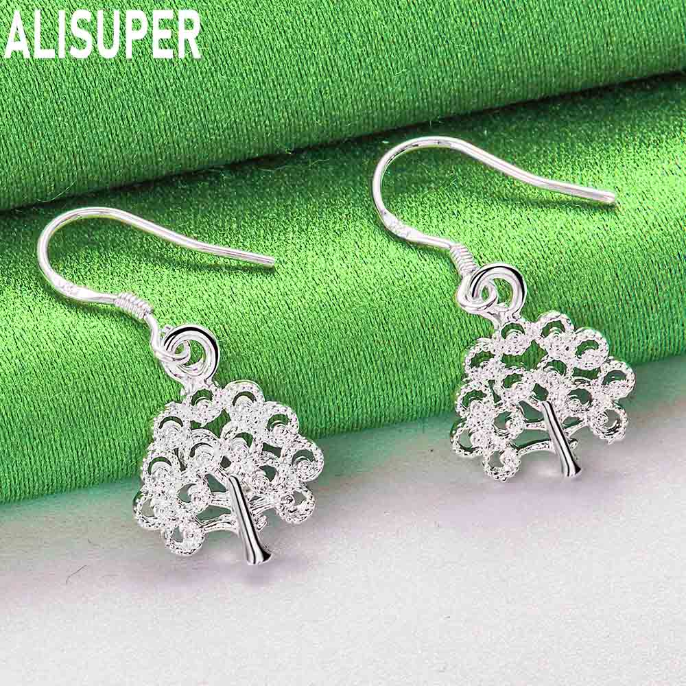 925 Sterling Silver Vintage Openwork Tree of Life Earrings - Stylish Evening Jewelry