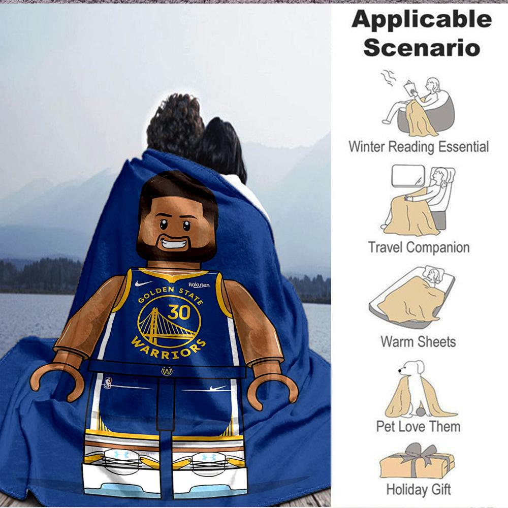 1pc Golden State Warriors Flannel Blanket, Soft Skin Friendly with Digital Printing, Various Sizes Available for Family, Friends, Birthday