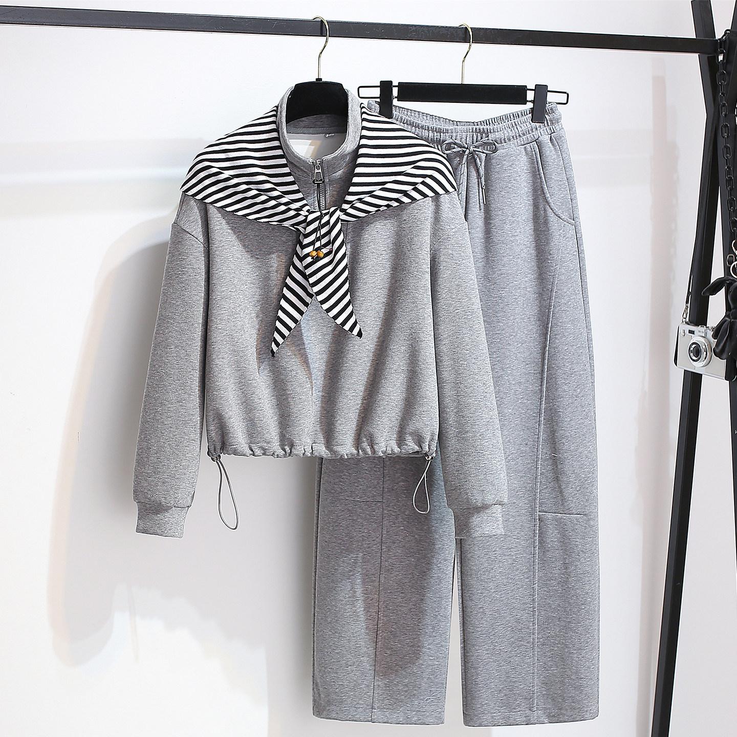 

Women s Casual Yellow Shawl Collar Hoodie & Scimitar Pants Set for Spring 2026 M/recommended 101-114 kg серый