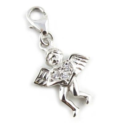 [L1677] - White 'Cupid' Silver Charm Pendant