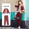 Baolianduo Women's Casual Spring/Autumn Lapel Top & Pant Set