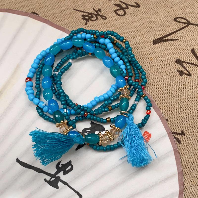 Bohemian Millet Beads Multi-layer Beaded Bracelet Girls Summer Ethnic Style Light Luxury Niche Hand Jewelry