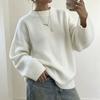 Sweater Women's Autumn and Winter Crew Neck Knitted Sweater Top Solid Color Loose Version Pullover Top Women