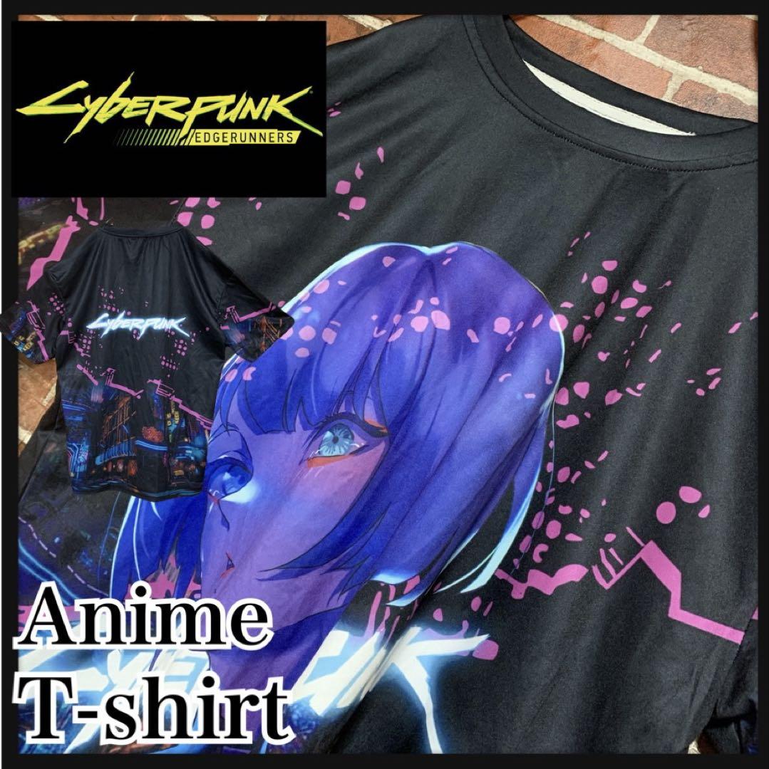 

[USED] Cyberpunk Edge Runners Graphic Polyester Anime T-Shirt L