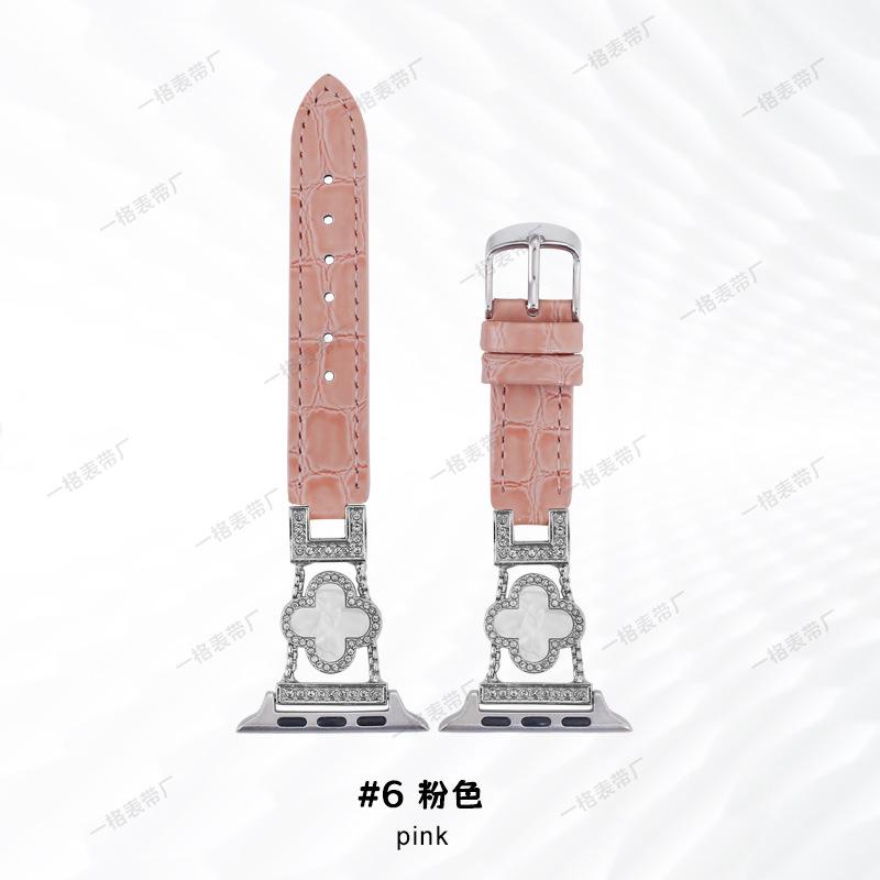 Four-leaf clover leather strap for Apple Watch iwatch 10th generation 98765 watch strap fashion ladies wholesale