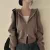 Navava Women Daily Long Sleeve Waffle Hoodie Zip Up Nc327